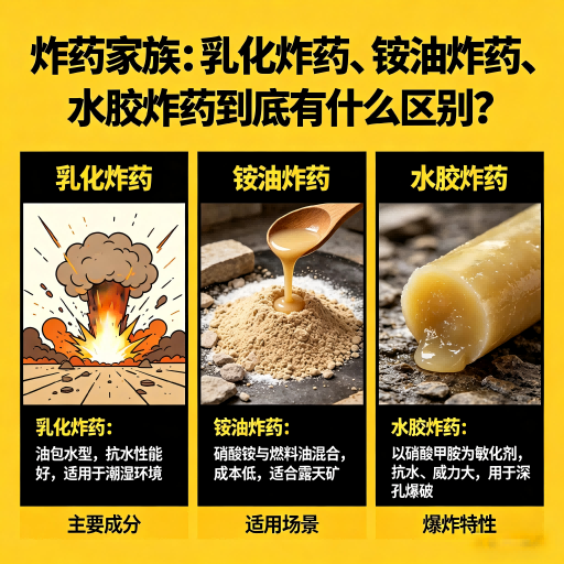 即墨炸药家族：乳化炸药、铵油炸药、水胶炸药到底有什么区别？
